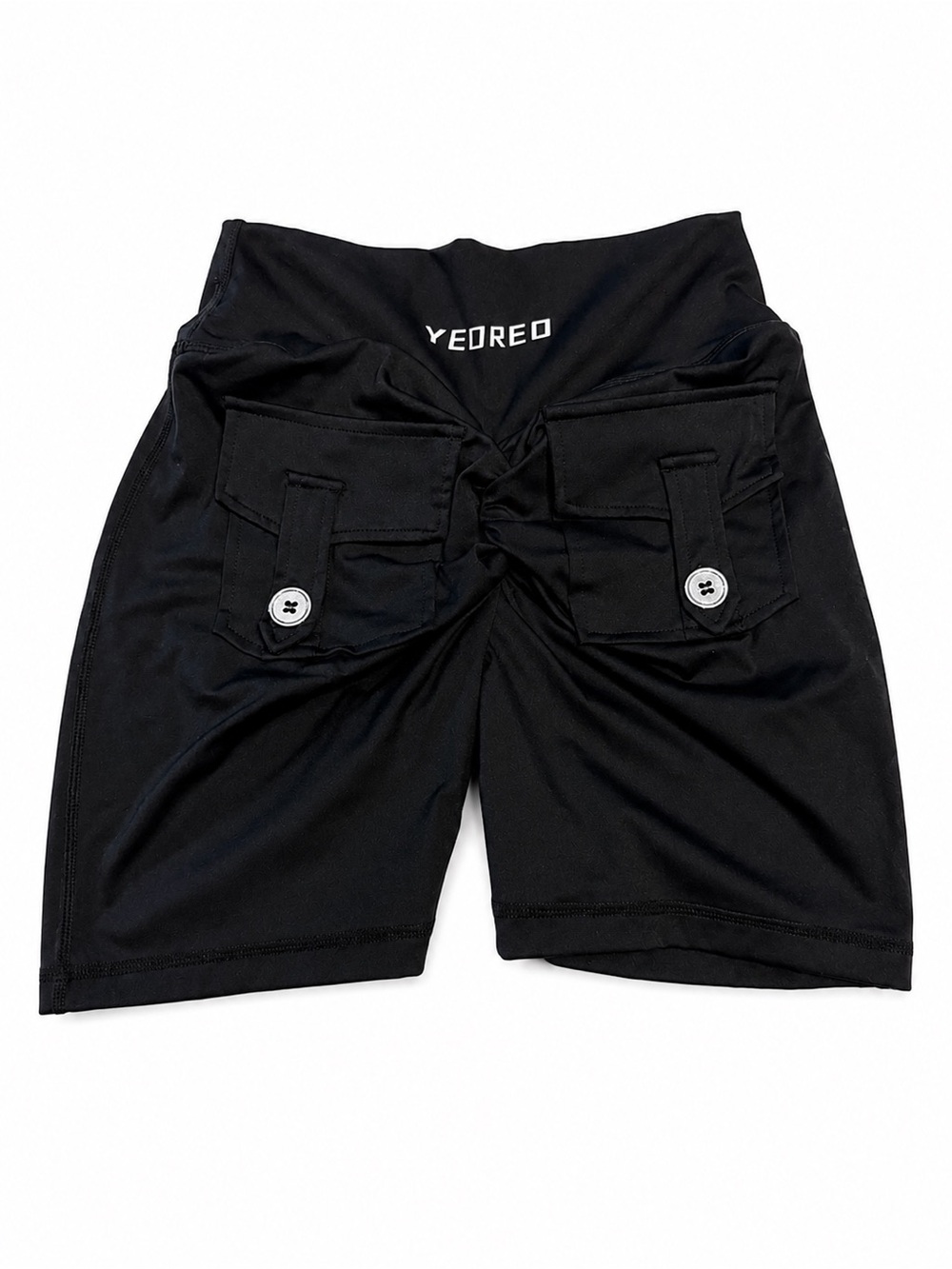 YEOREO HIGH WAISTED SCRUNCH BIKER SHORTS with cargo pockets